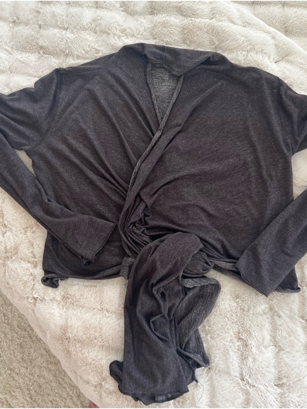Patagonia Charcoal Gray Long Sleeve Tie-Front Top